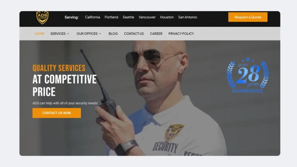 ADS Guards front page screenshot, Toot AI case Study